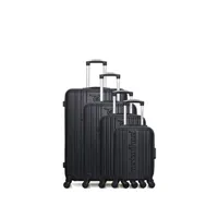set de 3 valises american travel - set de 4 abs springfield-m 4 roues - noir