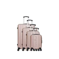 set de 3 valises american travel - set de 4 abs springfield-m 4 roues - rose dore