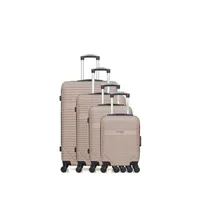 set de 3 valises american travel - set de 4 abs memphis-m 4 roues 75 cm - beige