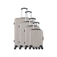 set de 3 valises american travel - set de 4 abs brooklyn-m 4 roues - beige