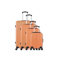 set de 3 valises american travel - set de 4 abs springfield-m 4 roues - orange