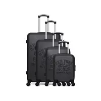 set de 3 valises camps united - set de 4 abs brown-m 75 cm - noir