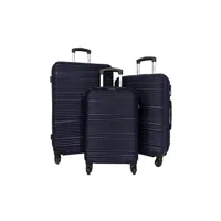 set de 3 valises bleu cerise lot 3 valises rigides dont 1 valise cabine cactus abs marine