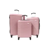 set de 3 valises david jones lot 3 valises rigides dont 1 valise cabine abs rose