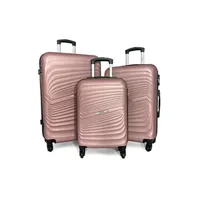 set de 3 valises bleu cerise lot 3 valises rigides dont 1 valise cabine cactus abs rose metalic